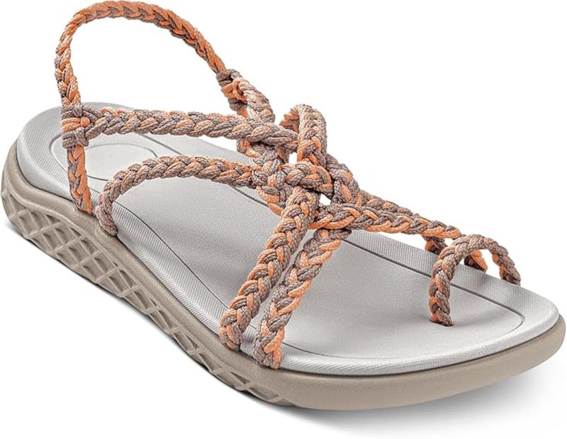 Plaka Explore Hiking Sandals for Women, Arch Support women's Walking Sandals with Adjustable Straps, Waterproof Strappy Sandals for Beach, poolside and Travel|Peach Brazilian Sand, size 9 - Image 5