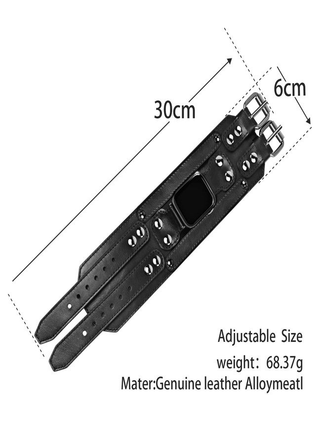 VIQIV Smart Watch Bracelet Bands Compatible with Apple Watch 42mm/44mm/45mm/49mm Smartwatch Straps for Iwatch Series Ultra/9/8/7/6/5/4/3/2/1/SE for Men Women, Handmade Genuine Leather Wristband - Image 3