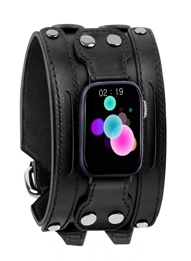 VIQIV Smart Watch Bracelet Bands Compatible with Apple Watch 42mm/44mm/45mm/49mm Smartwatch Straps for Iwatch Series Ultra/9/8/7/6/5/4/3/2/1/SE for Men Women, Handmade Genuine Leather Wristband - Image 1