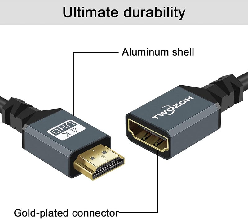 Twozoh HDMI to HDMI Adapter Coiled Cable, 4K Coiled HDMI Male to HDMI Female Cable, HDMI Extender Cable, Coiled HDMI Extension Cable Cord 2.0(Extend up to 1.5M/5FT) - Image 5