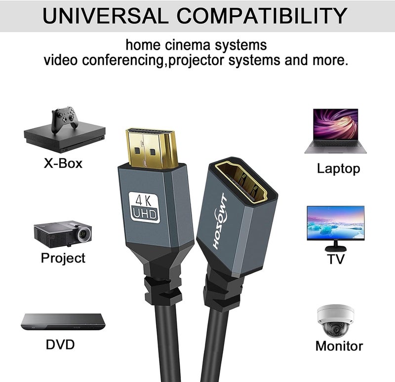 Twozoh HDMI to HDMI Adapter Coiled Cable, 4K Coiled HDMI Male to HDMI Female Cable, HDMI Extender Cable, Coiled HDMI Extension Cable Cord 2.0(Extend up to 1.5M/5FT) - Image 2