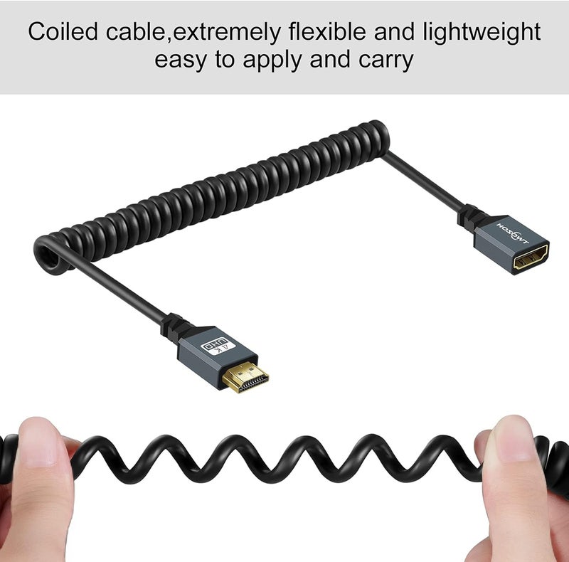 Twozoh HDMI to HDMI Adapter Coiled Cable, 4K Coiled HDMI Male to HDMI Female Cable, HDMI Extender Cable, Coiled HDMI Extension Cable Cord 2.0(Extend up to 1.5M/5FT) - Image 4