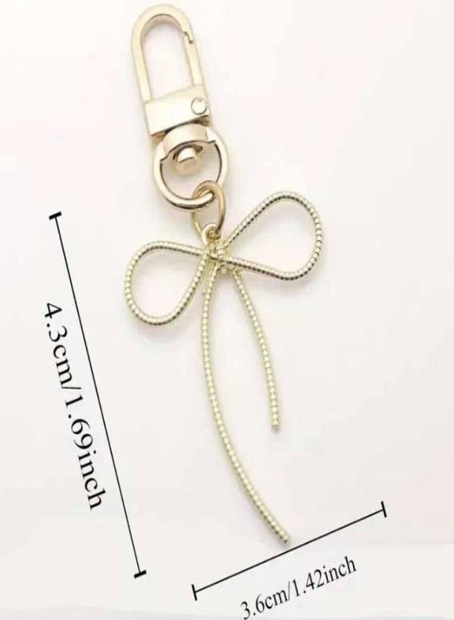 Lemua Bow Keychain, Cute Gold Bow Handbag Purse Charm for Women and Girls, Keychain for Car Keys Backpacks Wallets - Image 5