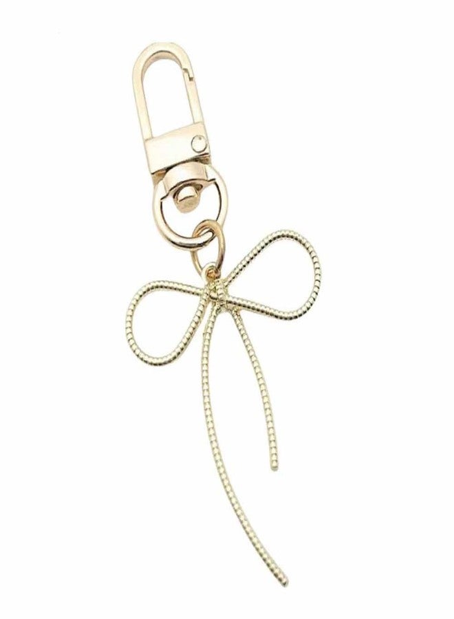 Lemua Bow Keychain, Cute Gold Bow Handbag Purse Charm for Women and Girls, Keychain for Car Keys Backpacks Wallets - Image 1