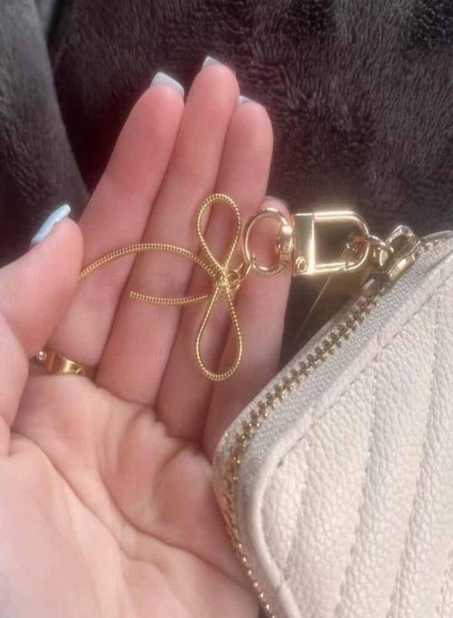 Lemua Bow Keychain, Cute Gold Bow Handbag Purse Charm for Women and Girls, Keychain for Car Keys Backpacks Wallets - Image 3
