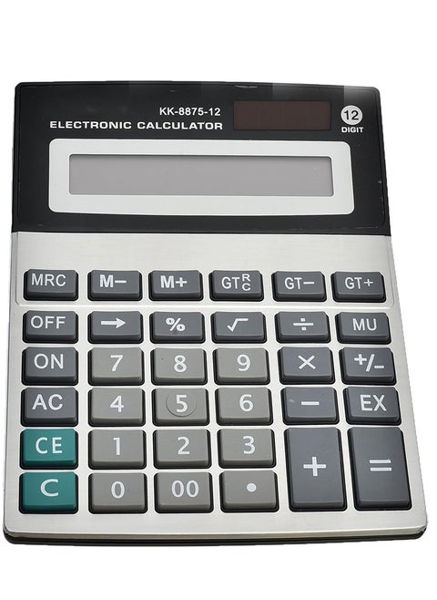 Electronic Calculator, for solving easy and complex mathematical operations KK-8875-12 , dual power, equipped with a large LCD screen and 12 Digits , for offices, accountants, and personal use at home or school
