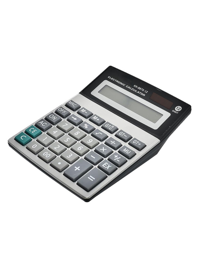Electronic Calculator, for solving easy and complex mathematical operations KK-8875-12 , dual power, equipped with a large LCD screen and 12 Digits , for offices, accountants, and personal use at home or school