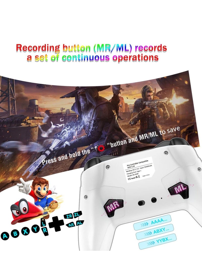 Bluetooth Controller for iPhone/Mobile Phone/Switch/Mac/iPad/Android/Laptop, Switch Pro Controller Gamepad Joystick for Apple Arcade MFi Games With Clip, Backbone and Trigger Keys, White&Black - Image 3