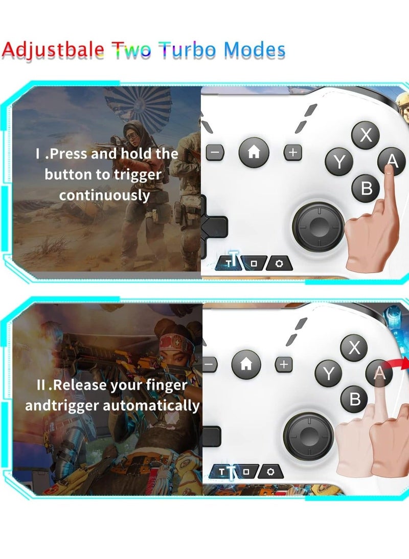 Bluetooth Controller for iPhone/Mobile Phone/Switch/Mac/iPad/Android/Laptop, Switch Pro Controller Gamepad Joystick for Apple Arcade MFi Games With Clip, Backbone and Trigger Keys, White&Black - Image 5