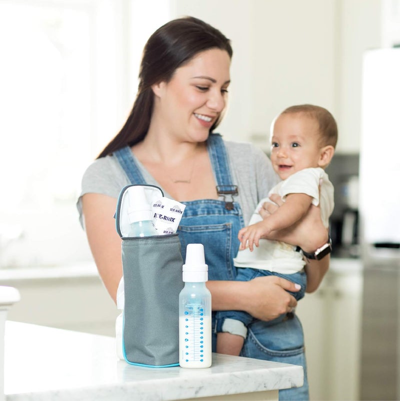 J.L. Childress Breastmilk Cooler Bag - Ice Pack Included - Insulated & Leak Proof Newborn Bottle Bag - Fits 1-2 Bottles - Bottle Bag for Daycare - Breastmilk Cooler Bag for Travel - Grey/Teal - Image 4