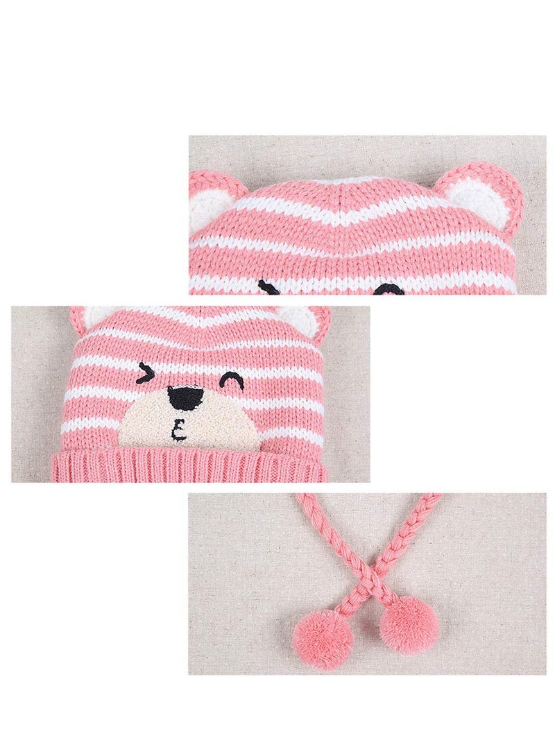 Excefore Winter Baby Hats, Cute Pink Toddler Winter Warm Scarf Hat, Neck Warmer Cute Knitted Hat, Baby Earflap Beanie Hat for Baby Girls 6-24 Months - Image 5