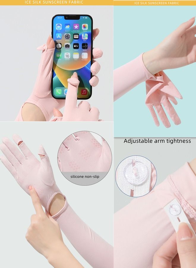 Generic Women's Summer Sunscreen Ice Silk Gloves Anti-Uv Cool Feeling Gloves Outdoor Sports Riding Gloves Driving Gloves - Image 2