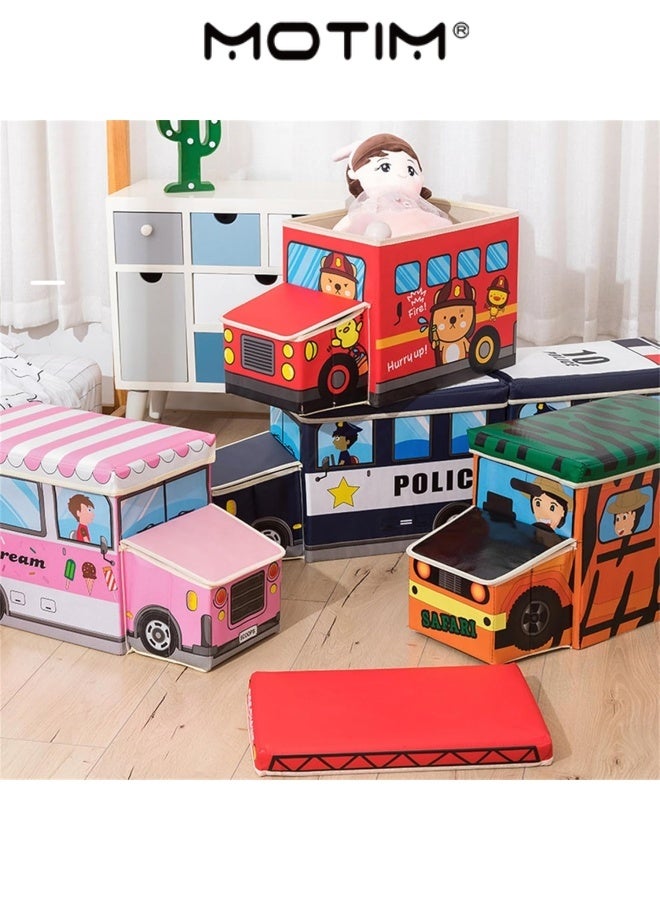 Motim Lidded Storage Bin Large and Foldable Organizer Box with Cute Patterns for Kid's ToyBook and Cloth  - Image 4