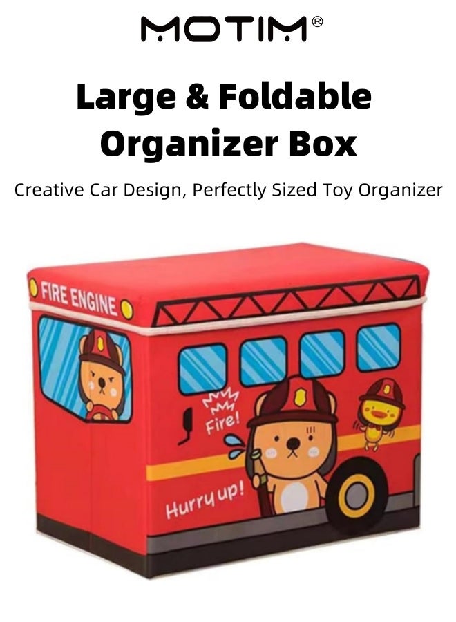 Motim Lidded Storage Bin Large and Foldable Organizer Box with Cute Patterns for Kid's ToyBook and Cloth  - Image 1