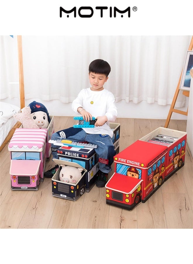 Motim Lidded Storage Bin Large and Foldable Organizer Box with Cute Patterns for Kid's ToyBook and Cloth  - Image 3