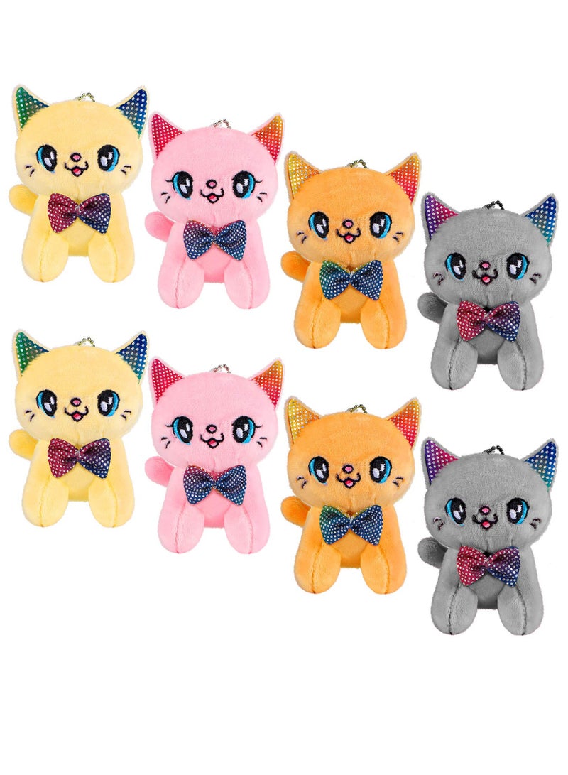 Zikra Plush Toy Cats Pendant, Mini Tiny Soft Stuffed Doll Hanging Pendant Ornament for DIY Keychain Birthday Decorations Party Kids 8 Pieces - Image 1
