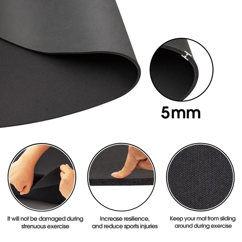 Flowort Jump Rope Matï¼ŒLarge Rubber Exercise Indoor Outdoorï¼ŒShock Absorbing Mat Non-Slip Oval Design for Floor & Rope Protection, Workout Mats for Home Gym Flooring(Black) - Image 4