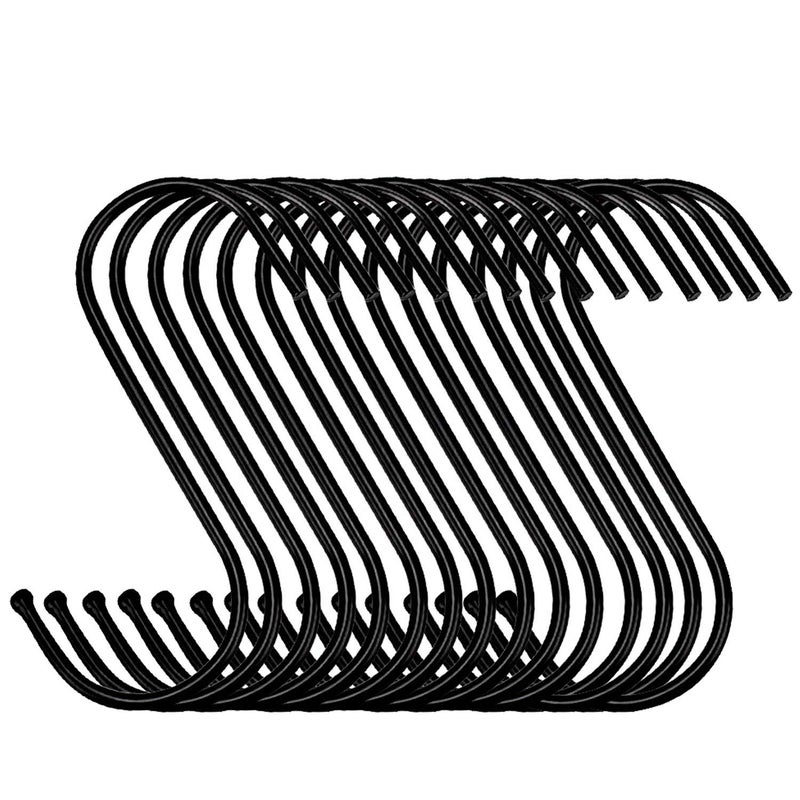 Evob 30 Pack Black Steel Hanging Hooks - Heavy Duty Metal Hooks for Hanging Pots, Pans, Cups, Bags, Jeans, Towels - Image 1