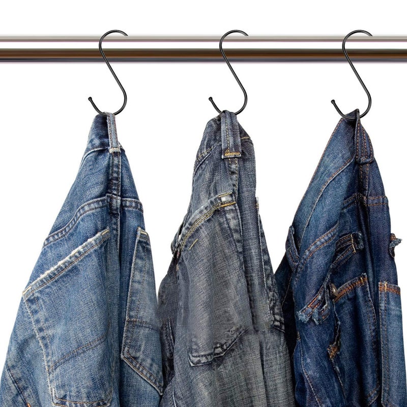 Evob 30 Pack Black Steel Hanging Hooks - Heavy Duty Metal Hooks for Hanging Pots, Pans, Cups, Bags, Jeans, Towels - Image 4