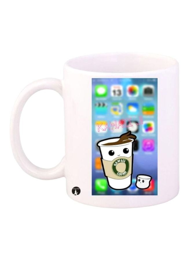 Printed Coffee Mug White/Brown/Blue