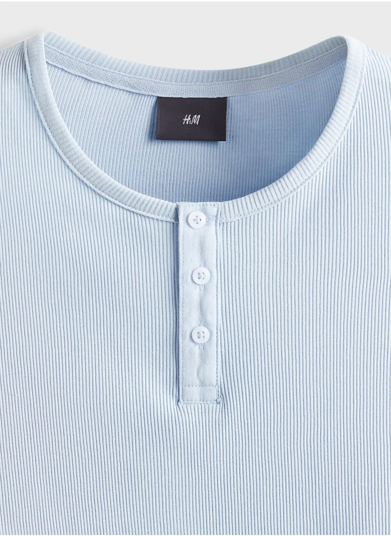 H&M Buttoned Neck Top & Shorts Set