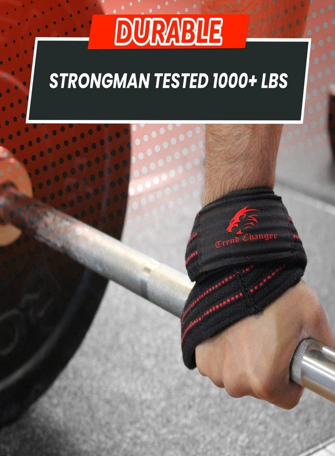 Trend Changer Figure 8 Lifting Strap Padded Deadlift Straps Heavy Duty Weight Lifting Straps Strongman Axle Bar Straps Weightlifting Wrist Wraps (Small (Upto 6.0'' Wrist Circumference), Red White) - Image 2