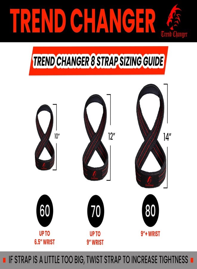 Trend Changer Figure 8 Lifting Strap Padded Deadlift Straps Heavy Duty Weight Lifting Straps Strongman Axle Bar Straps Weightlifting Wrist Wraps (Small (Upto 6.0'' Wrist Circumference), Red White) - Image 3