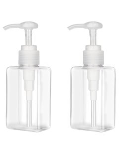 Jans 100ml (3.4oz) Pump Bottle Dispenser Jansburg 2 Pack Refillable Flat Square Plastic Lotion Dispenser Leakproof Empty Lotion Pump Bottle for Essential Oil Soap Lotion Shampoo Clear  - Image 1