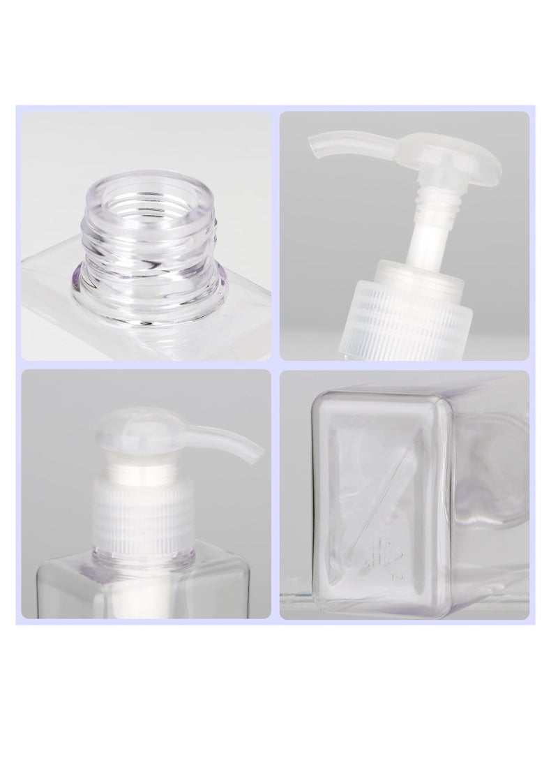 Jans 100ml (3.4oz) Pump Bottle Dispenser Jansburg 2 Pack Refillable Flat Square Plastic Lotion Dispenser Leakproof Empty Lotion Pump Bottle for Essential Oil Soap Lotion Shampoo Clear  - Image 4
