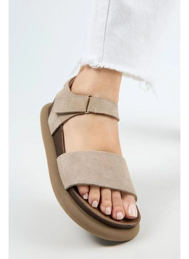 Bronx Women's Genuine Leather Strappy strap Tan Sandal.