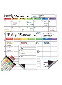 Cool Baby COOLBABY Magnetic Dry Erase Calendar Whiteboard for Refrigerator 3 Boards Included Monthly Weekly Daily Calendar Whiteboard for Family Planner Kitchen Schedule Board 6 Markers 1 Eraser  - Image 3