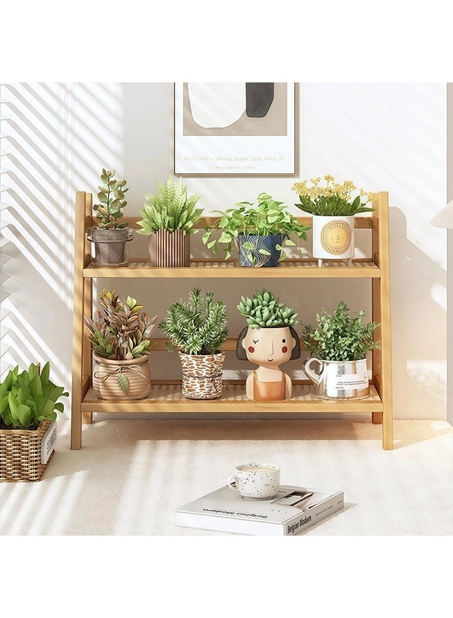 ShebSheb Modern Bamboo Kitchen Storage Rack, Double-Layer Coffee Station Organizer, Wicker-Look Cabinet Organizer,Spice Storage Rack, Desktop Shelf for Kitchen, Dormitory, and Office - Image 5