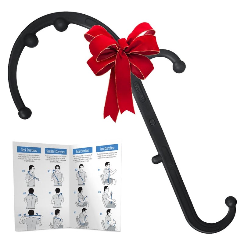 LiBa Back and Neck Massager Trigger Point Massage Tools for Pain Relief and Manual Massage Hook Therapy Handheld Back Neck Shoulder Massager Black Gift for Women Men