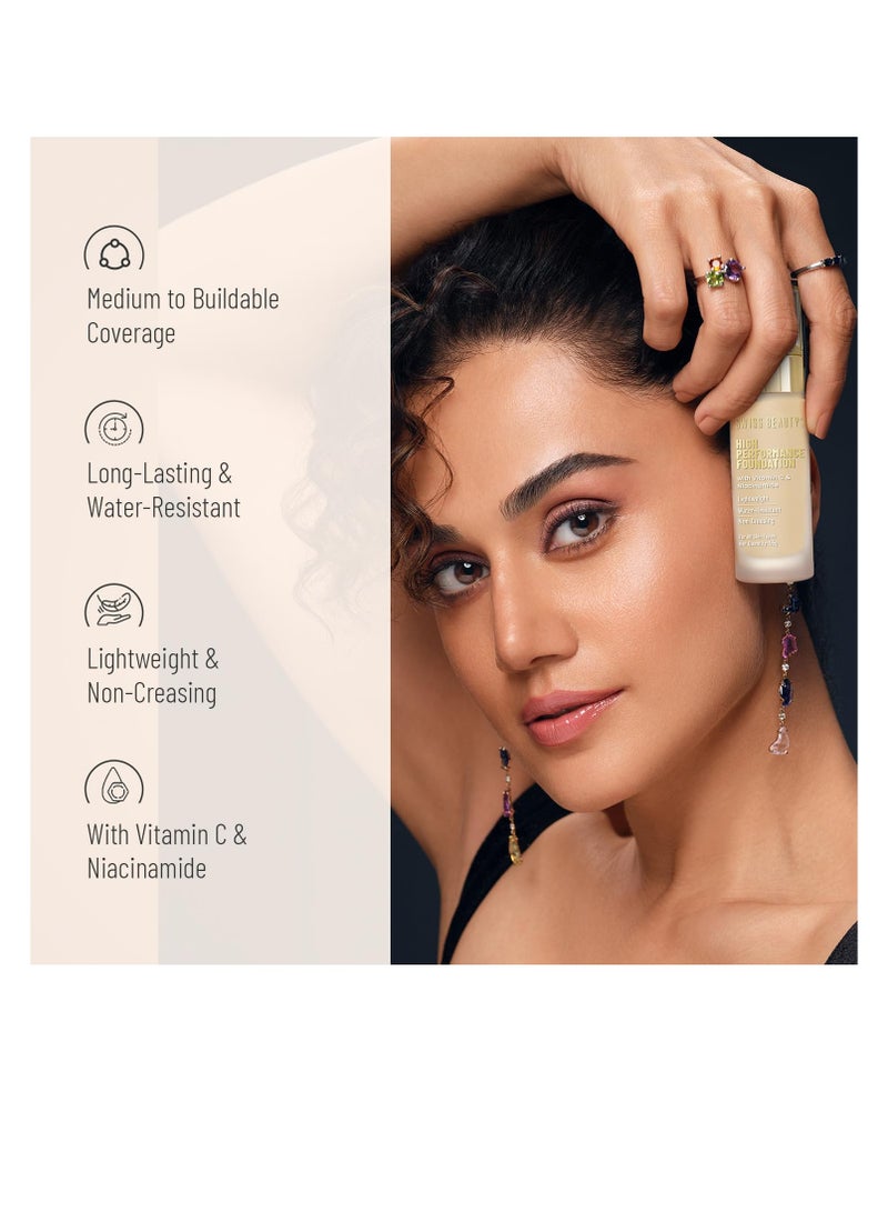 Swiss Beauty Swiss Beauty High Performance Foundation Water Resistant Medium to Buildable Coverage Lightweight Easy to Blend With Vitamin C and Niacinamide Natural Beige 55g - Image 3