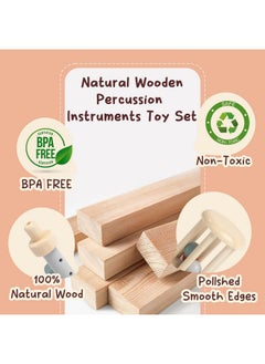 OIDIRE OIDIRE Toddler Musical Instruments Set, Montessori Baby Wooden Toys for Toddlers 1-3, Percussion Instruments for Kids with Xylophone, Neutral Colors Preschool Music Toys  - Image 5