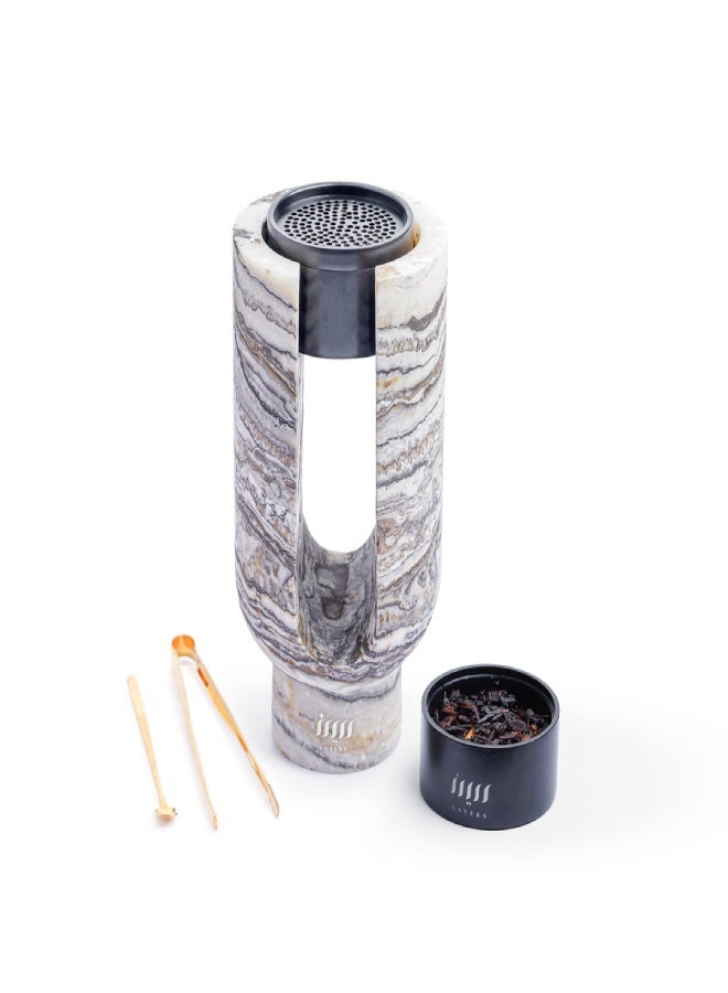 Layers Ofra Jurassic Travertine Large Incense Burner Holder – Natural Marble – With Gold or Black Incense Burner - Image 2