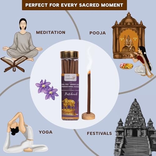 GOW DURBAR GowDurBar Bamboo-Less Patchouli Agarbatti 75g (Pack of 2) | Organic Incense Sticks with Panchagavya & Herbs | Eco-Friendly, Rejuvenating Aroma | for Pooja, Yoga & Meditation - Image 5