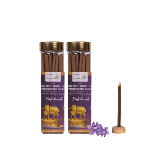 GOW DURBAR GowDurBar Bamboo-Less Patchouli Agarbatti 75g (Pack of 2) | Organic Incense Sticks with Panchagavya & Herbs | Eco-Friendly, Rejuvenating Aroma | for Pooja, Yoga & Meditation - Image 1
