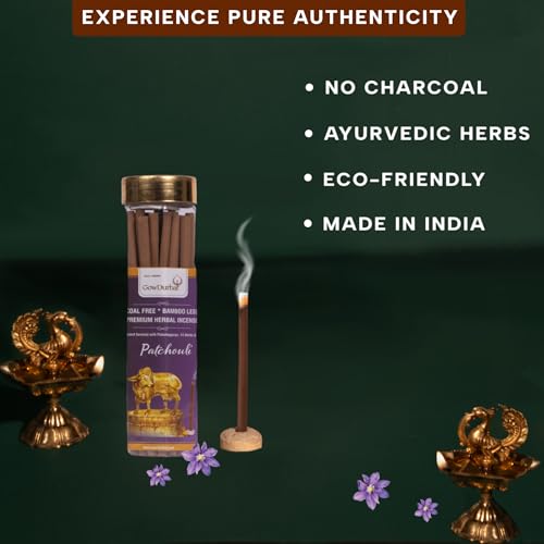 GOW DURBAR GowDurBar Bamboo-Less Patchouli Agarbatti 75g (Pack of 2) | Organic Incense Sticks with Panchagavya & Herbs | Eco-Friendly, Rejuvenating Aroma | for Pooja, Yoga & Meditation - Image 2