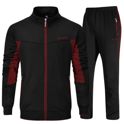 YSENTO Men's Tracksuits Outfits Set 2 Piece Jogging Suits Warm Up Sweatsuits Sweat Track Suits Sets Black 3XL - Image 1