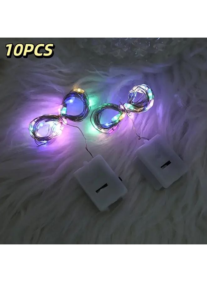 10 Pack Colorful LED Copper Wire Fairy String Lights 78.74 Inch Battery Powered - Image 1