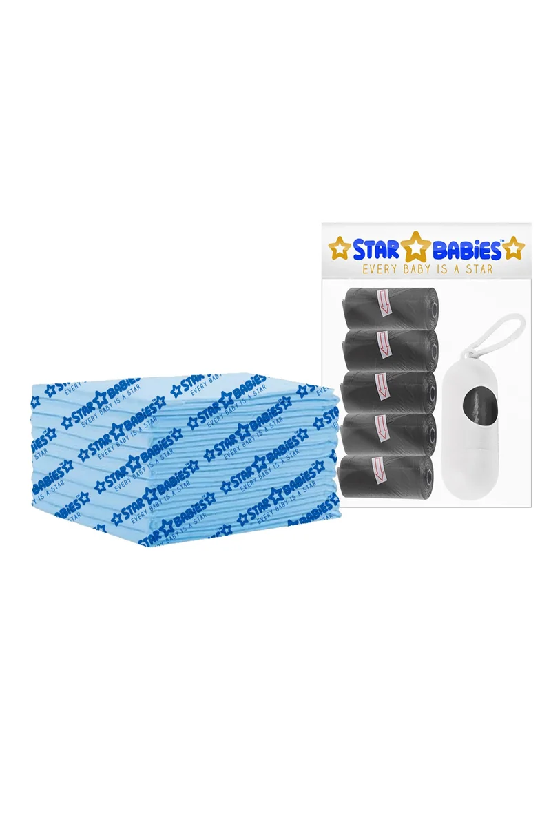 ستار بيبيز Star Babies Disposable Changing Mat + Scented Bags + Dispenser - Black