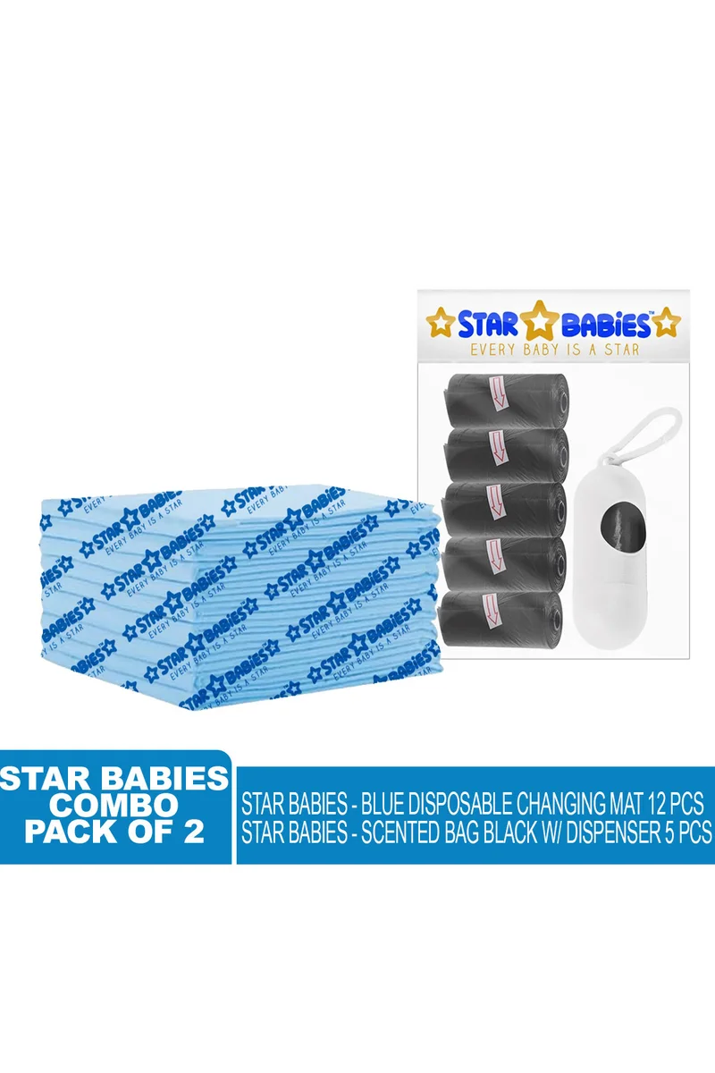 ستار بيبيز Star Babies Disposable Changing Mat + Scented Bags + Dispenser - Black