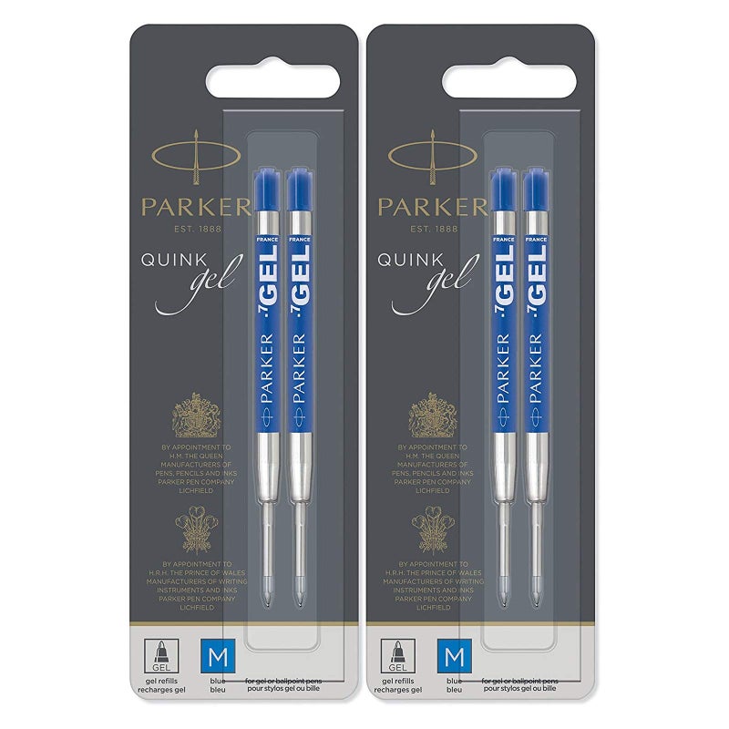 Parker Quink Refill Ink for Ballpoint Ball Pens, Medium Point, Blue Ink, 4-Total refills ( 30526PP-2PK) - Image 1