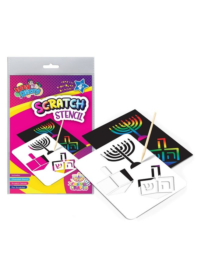 Izzy 'n' Dizzy Hanukkah Scratch Stencil Art Kit 8" X 6" Includes Sctatch Stick Chanukah Arts And Crafts Gifts And Games  - Image 3