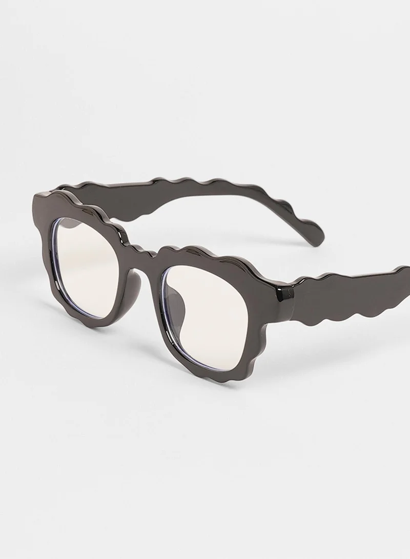 Haute Sauce The Wave Rectangular Sunglasses - Onyx Black