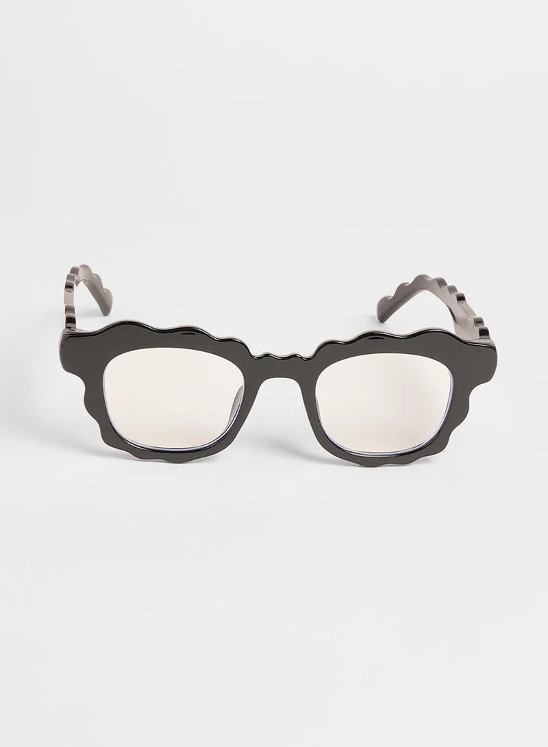 Haute Sauce The Wave Rectangular Sunglasses - Onyx Black