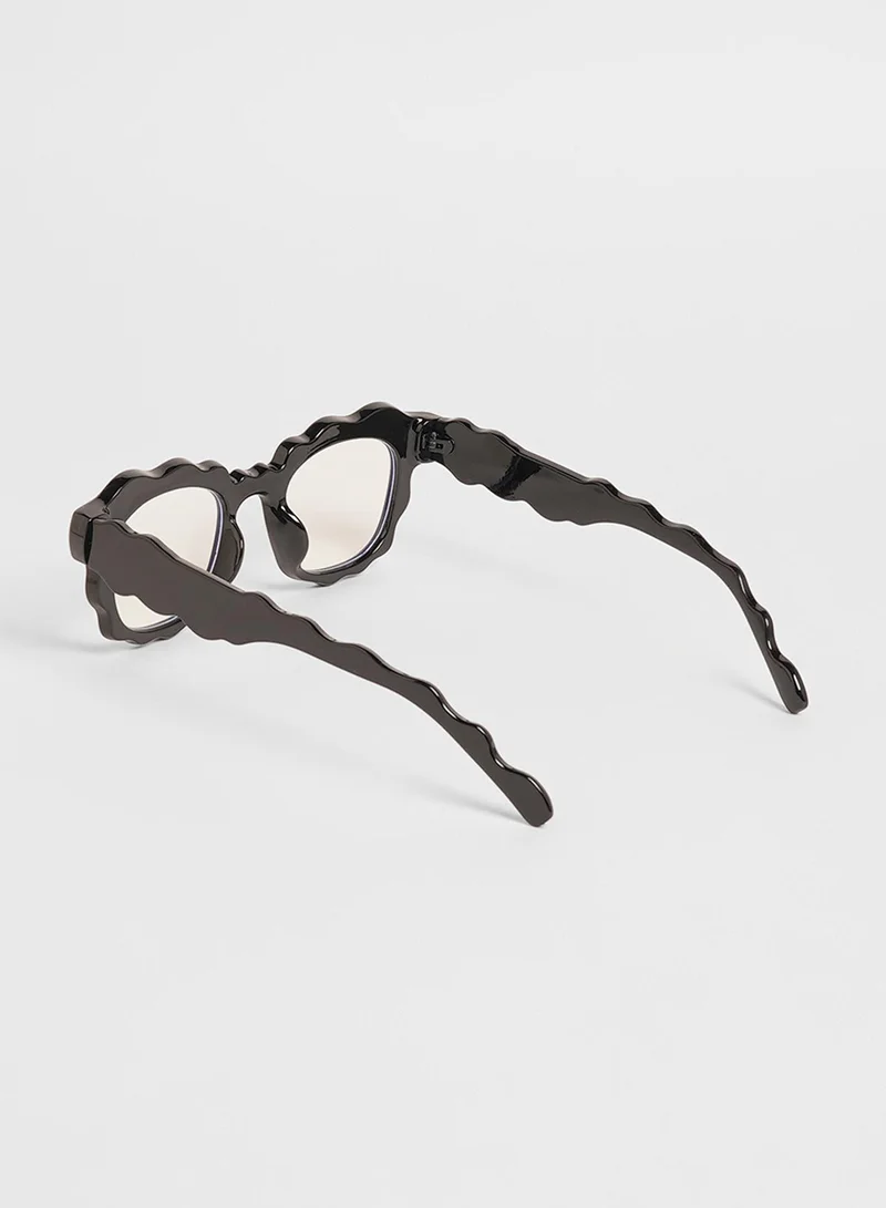 Haute Sauce The Wave Rectangular Sunglasses - Onyx Black