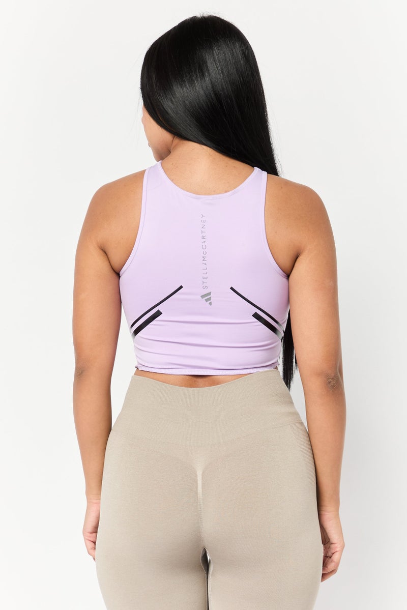 Adidas Women Brand Logo Padded Training Sports Bra, Lavender - Image 4