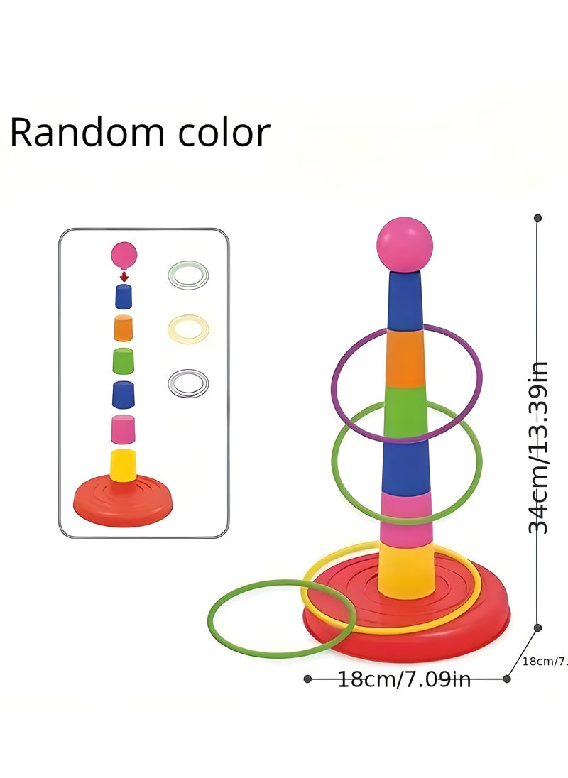 LIXADA Colorful Plastic Sport Ring Toss Game Set Party Outdoor Puzzle Hoop Kindergarten Competition Game Stall Birthday, Special Festival Gift, Gift for Kids Age 3+ (Accessory Random Color)  - Image 2